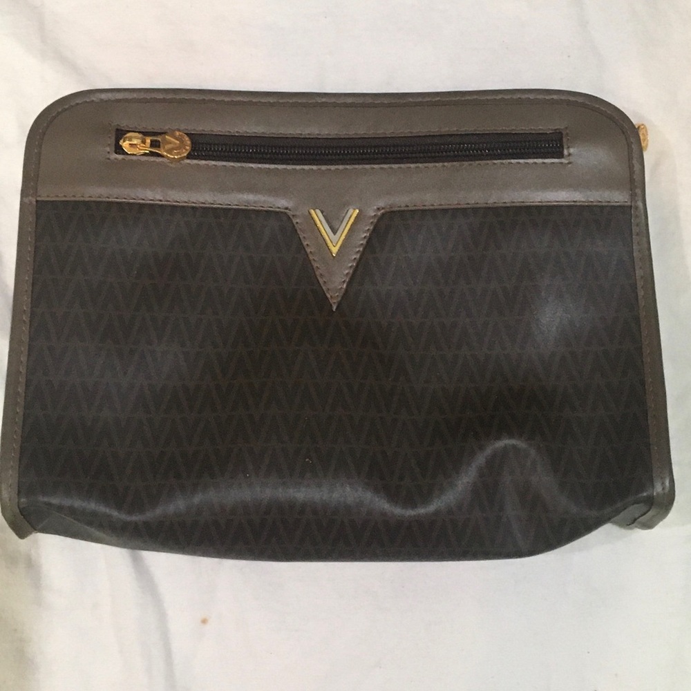 Vintage Mario Valentino Clutch Bag V Mark Brown Beige